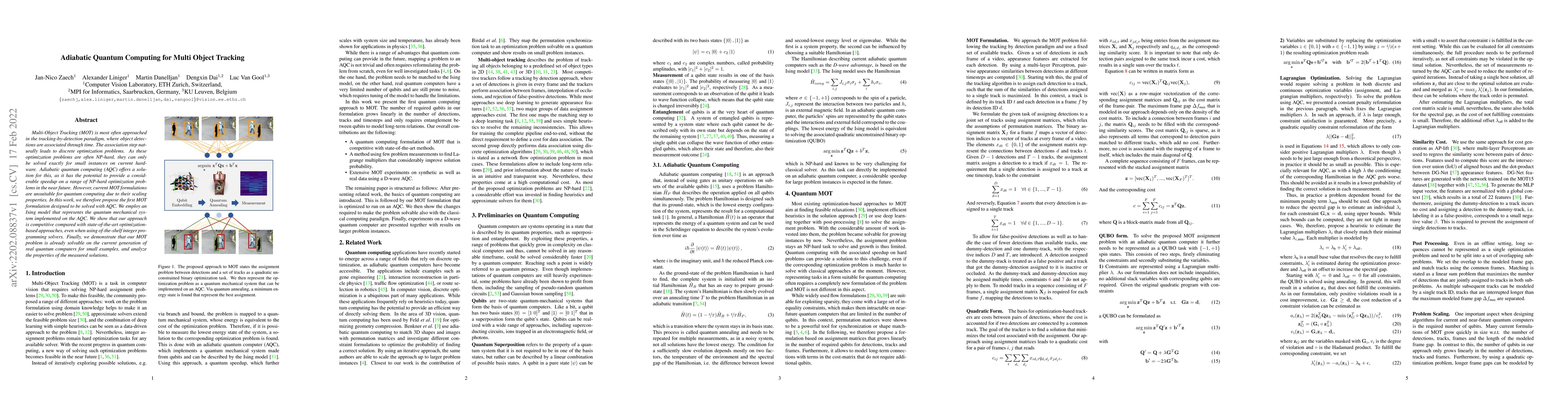 Thumbnail for Adiabatic Quantum Computing for Multi Object Tracking