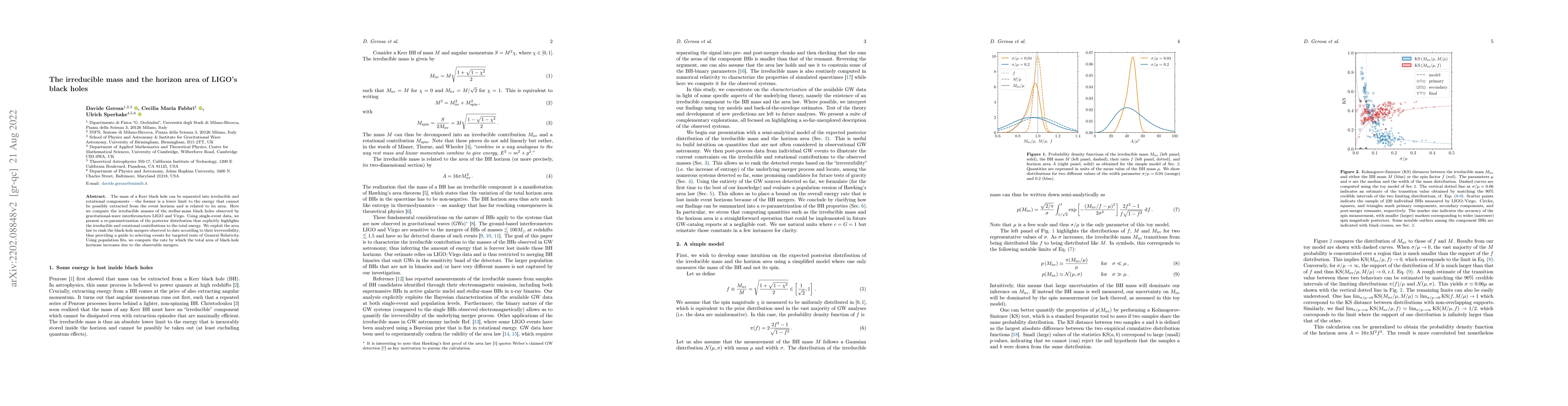Thumbnail for The irreducible mass and the horizon area of LIGO's black holes