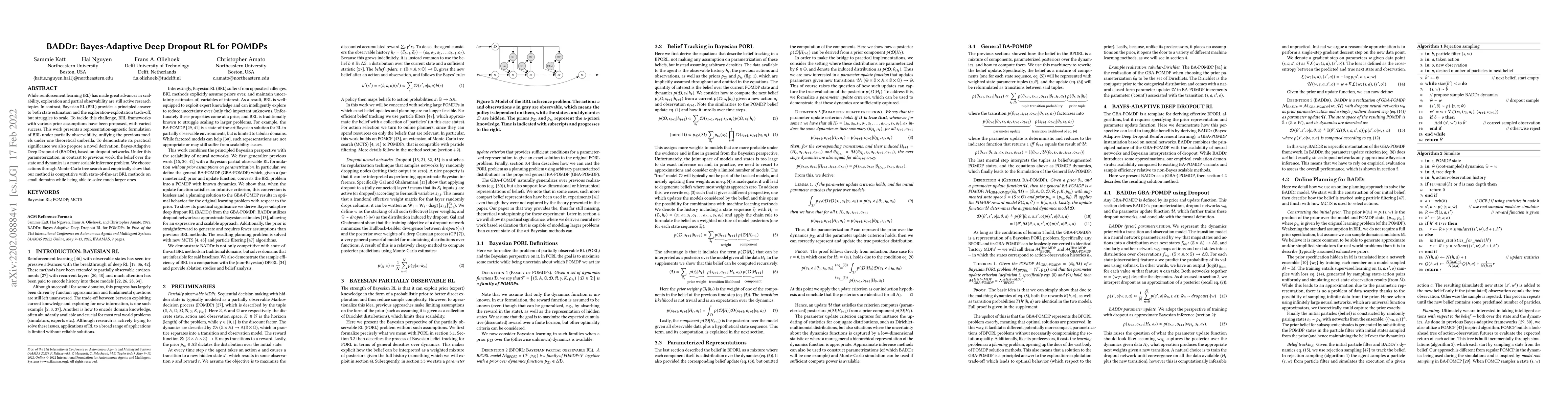 Thumbnail for BADDr: Bayes-Adaptive Deep Dropout RL for POMDPs