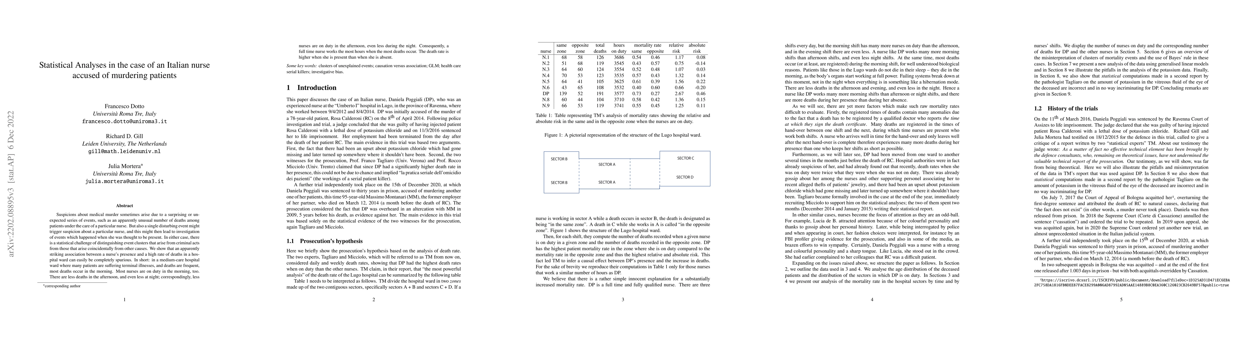 Thumbnail for Statistical Analyses in the case of an Italian nurse accused of
  murdering patients