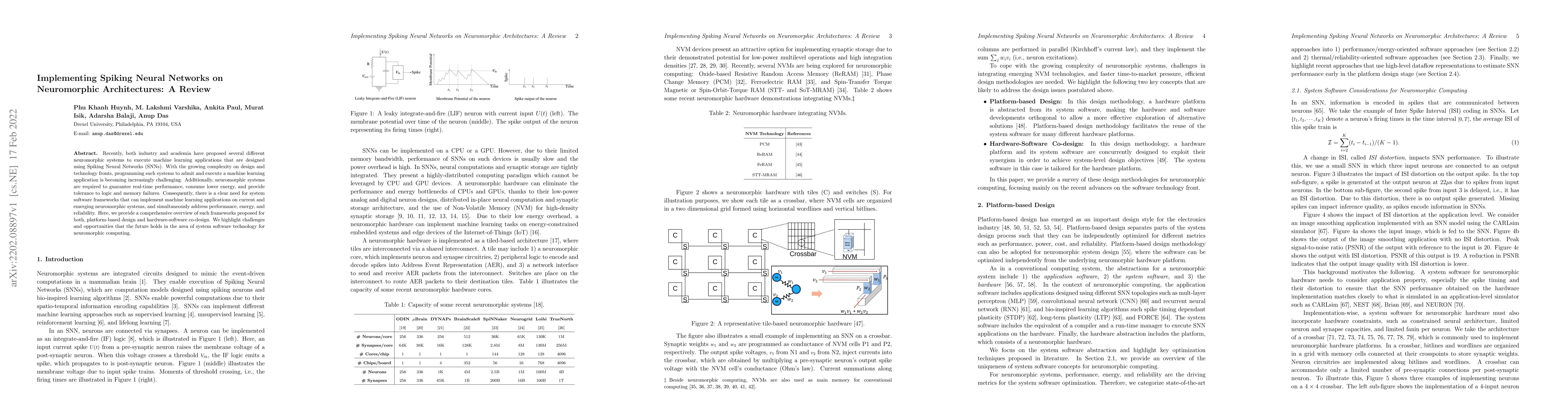 Thumbnail for Implementing Spiking Neural Networks on Neuromorphic Architectures: A
  Review