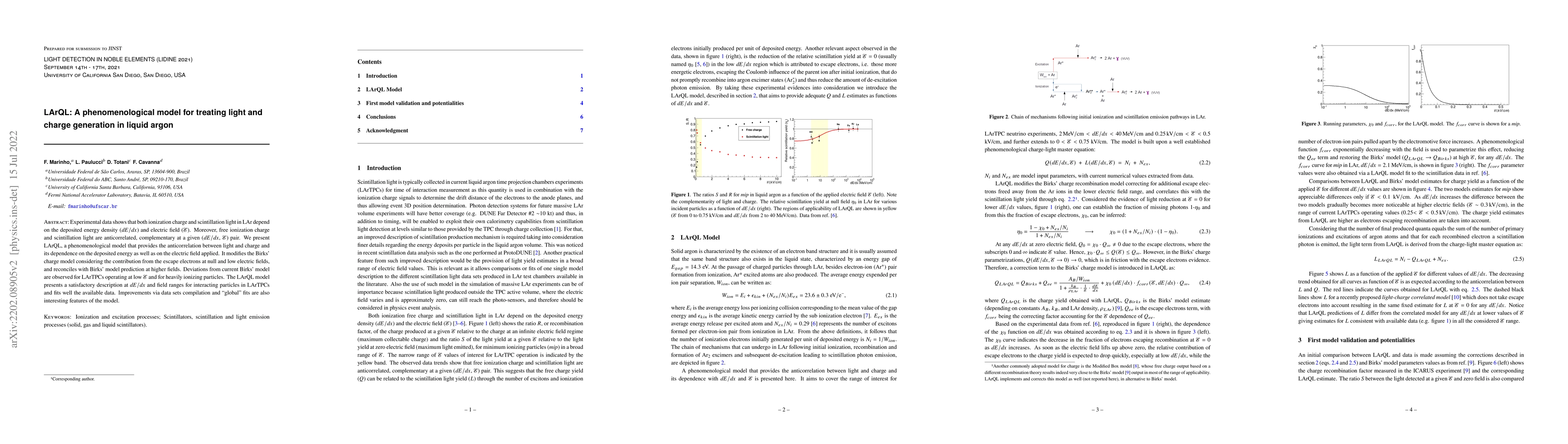 Thumbnail for LArQL: A phenomenological model for treating light and charge generation
  in liquid argon