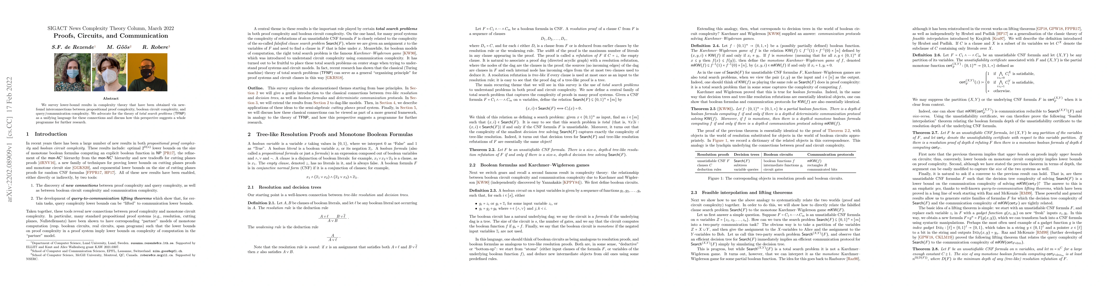Thumbnail for Proofs, Circuits, and Communication