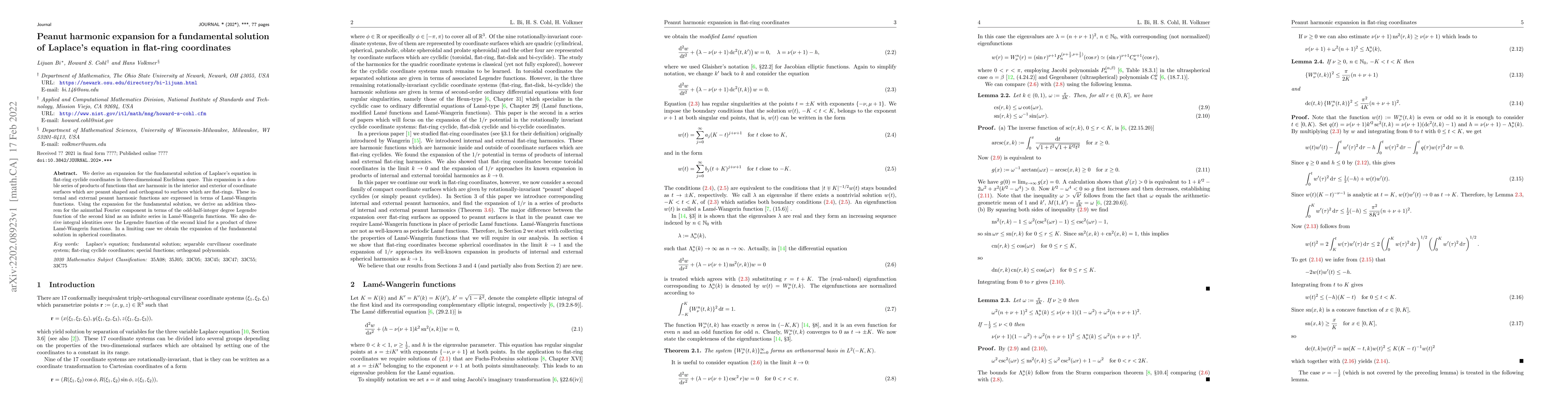 Thumbnail for Peanut harmonic expansion for a fundamental solution of Laplace's
  equation in flat-ring coordinates