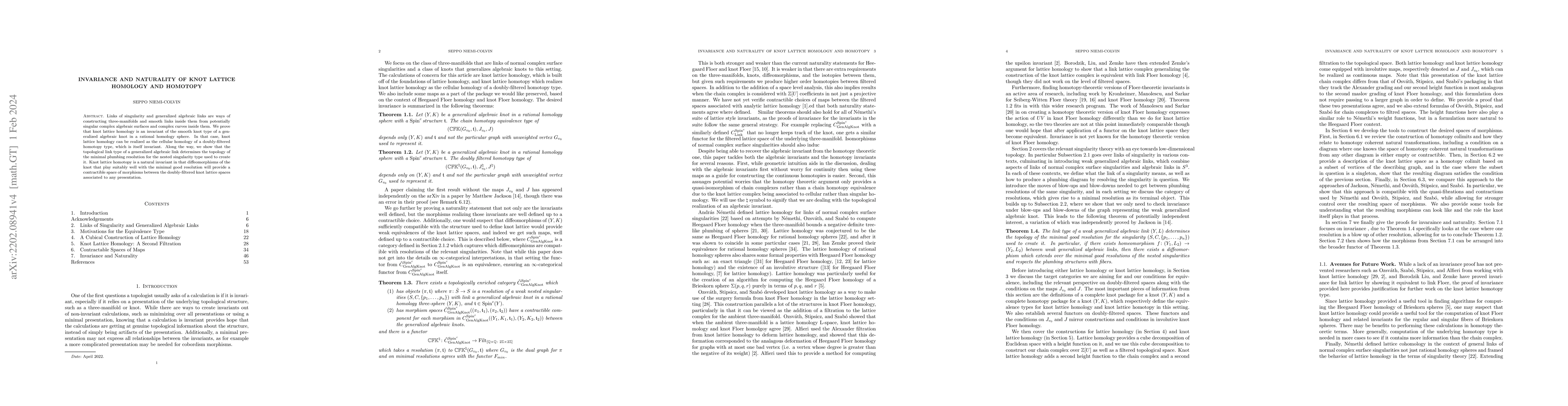 Thumbnail for Invariance and naturality of knot lattice homology and homotopy