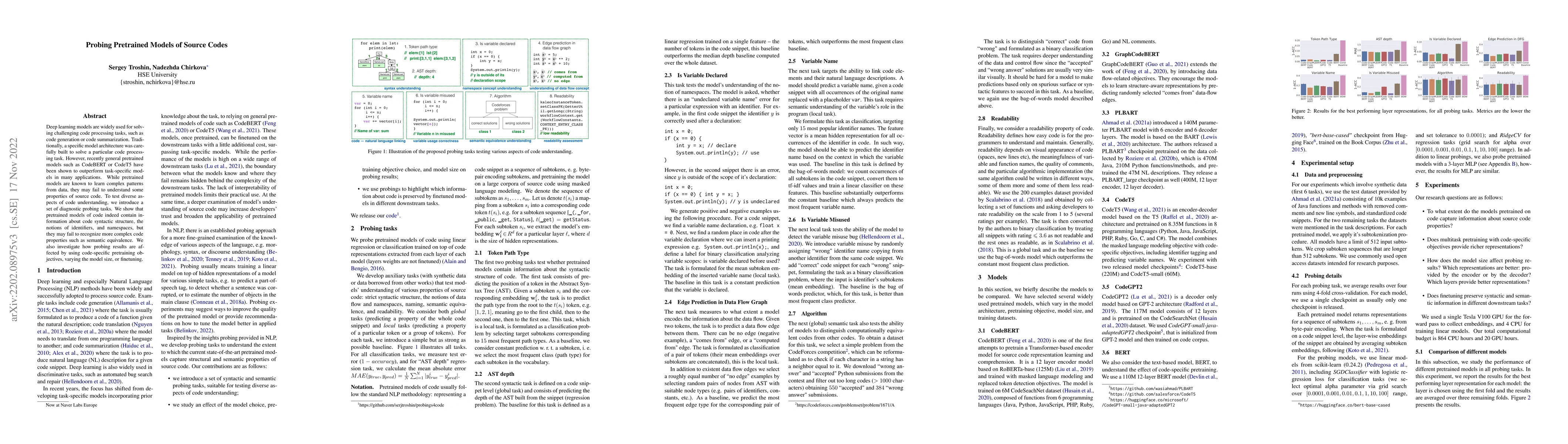Thumbnail for Probing Pretrained Models of Source Code