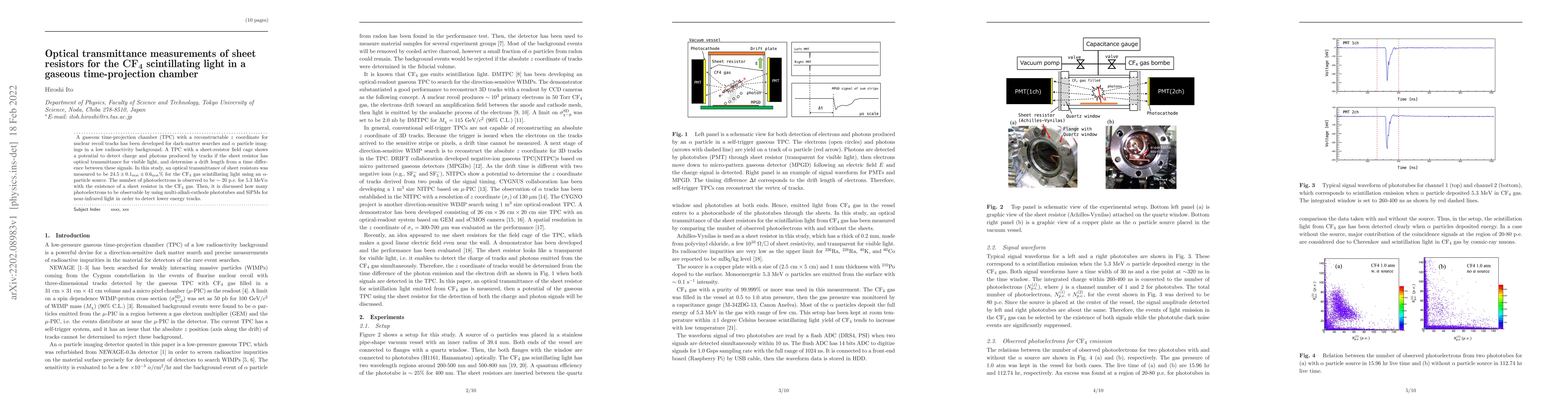 Thumbnail for Optical transmittance measurements of sheet resistors for the $\rm
  {CF}_4$ scintillating light in a gaseous time-projection chamber