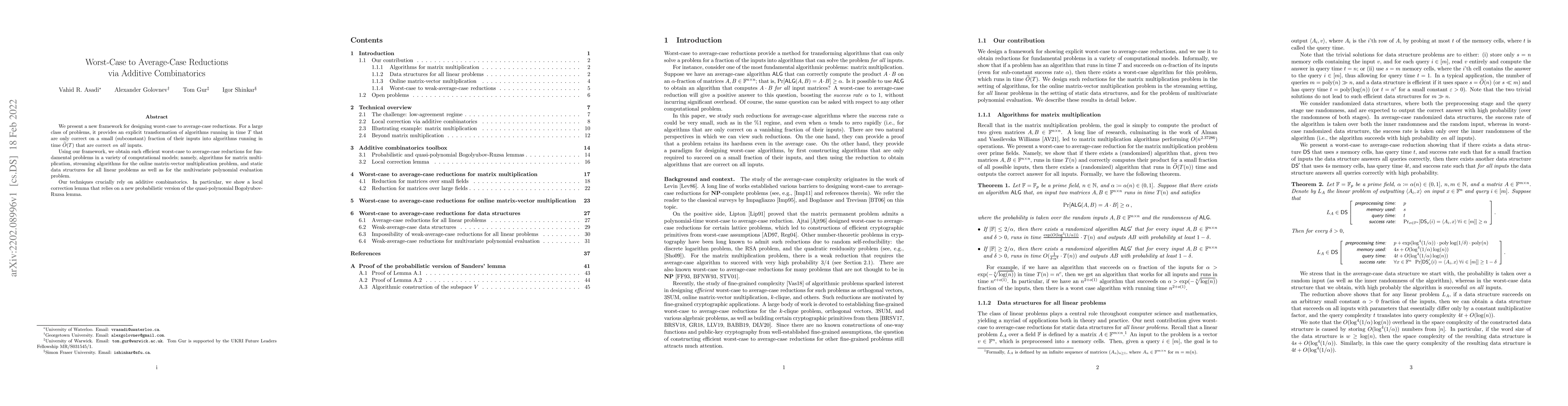 Thumbnail for Worst-Case to Average-Case Reductions via Additive Combinatorics