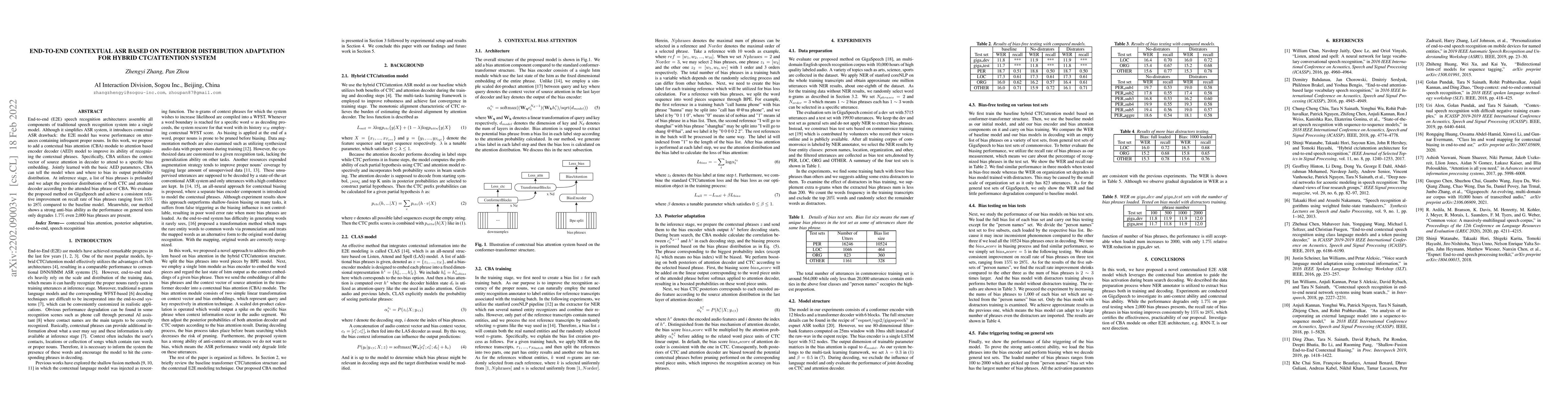 Thumbnail for End-to-end contextual asr based on posterior distribution adaptation for
  hybrid ctc/attention system