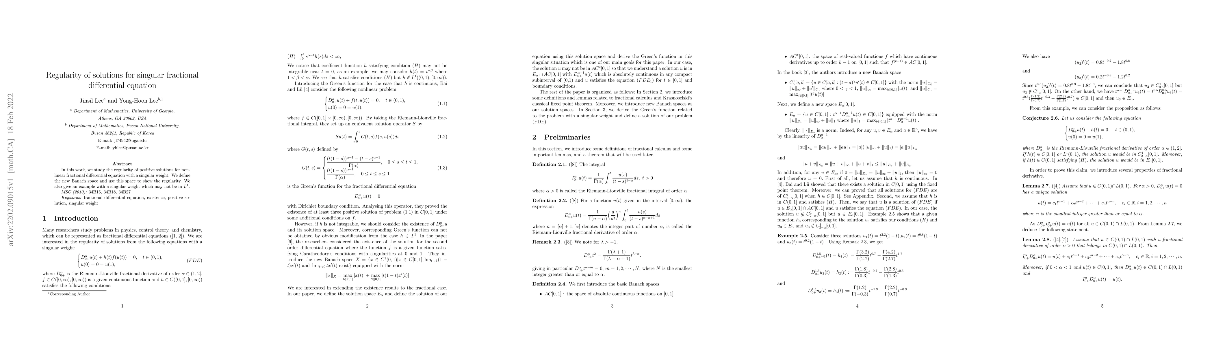 Thumbnail for Regularity of solutions for singular fractional differential equation