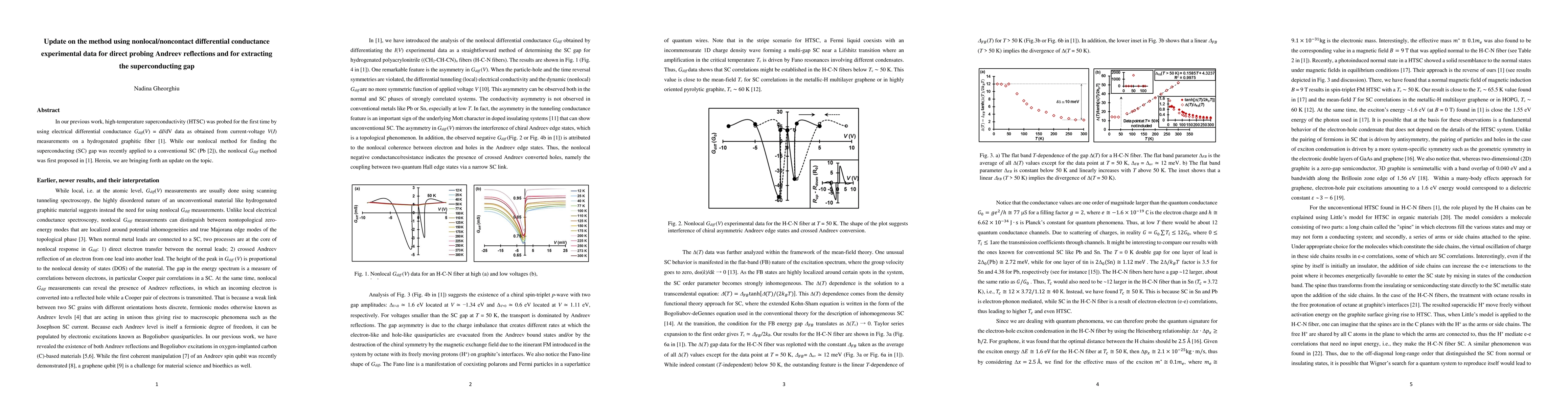 Thumbnail for Update on the method using nonlocal/noncontact differential conductance
  experimental data for direct probing Andreev reflections and for extracting
  the superconducting gap