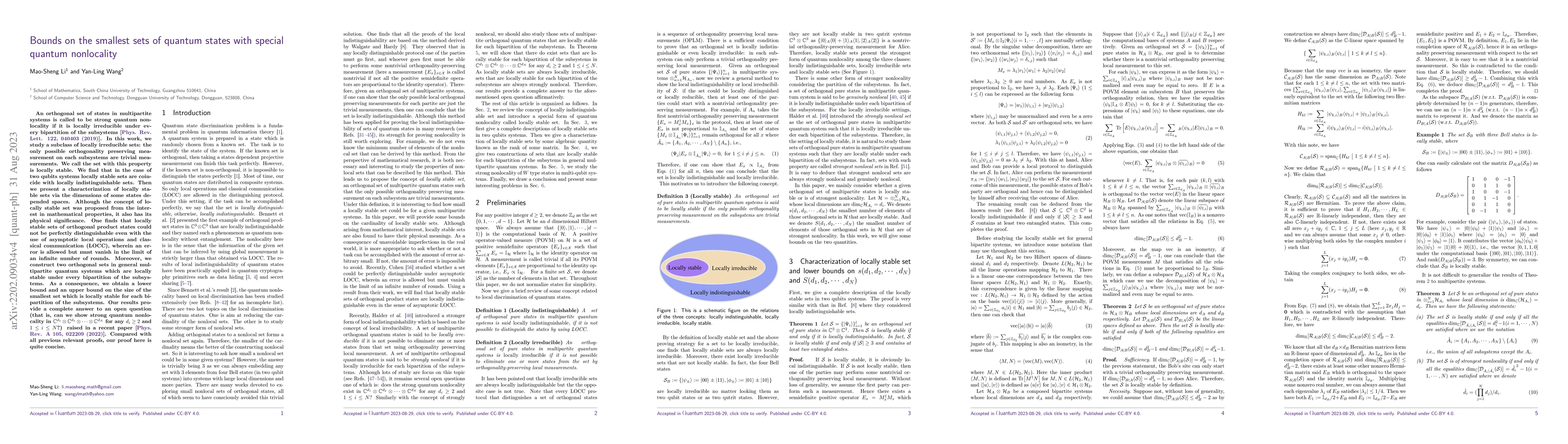 Thumbnail for Bounds on the smallest sets of quantum states with special quantum
  nonlocality