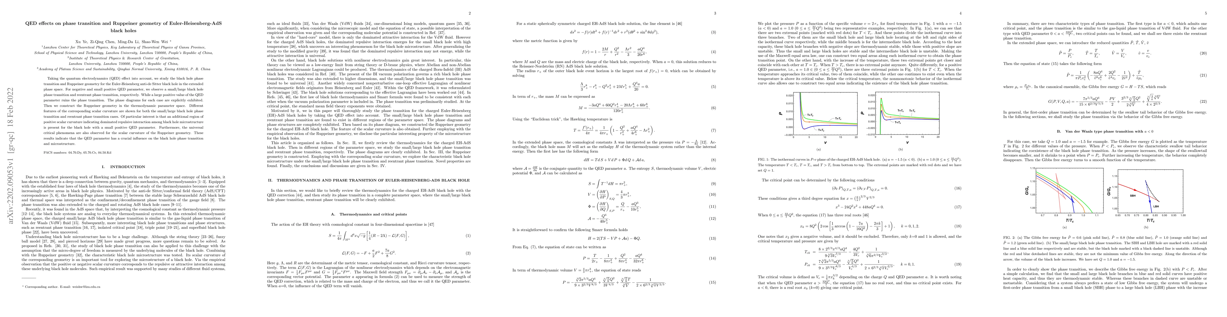 Thumbnail for QED effects on phase transition and Ruppeiner geometry of
  Euler-Heisenberg-AdS black holes