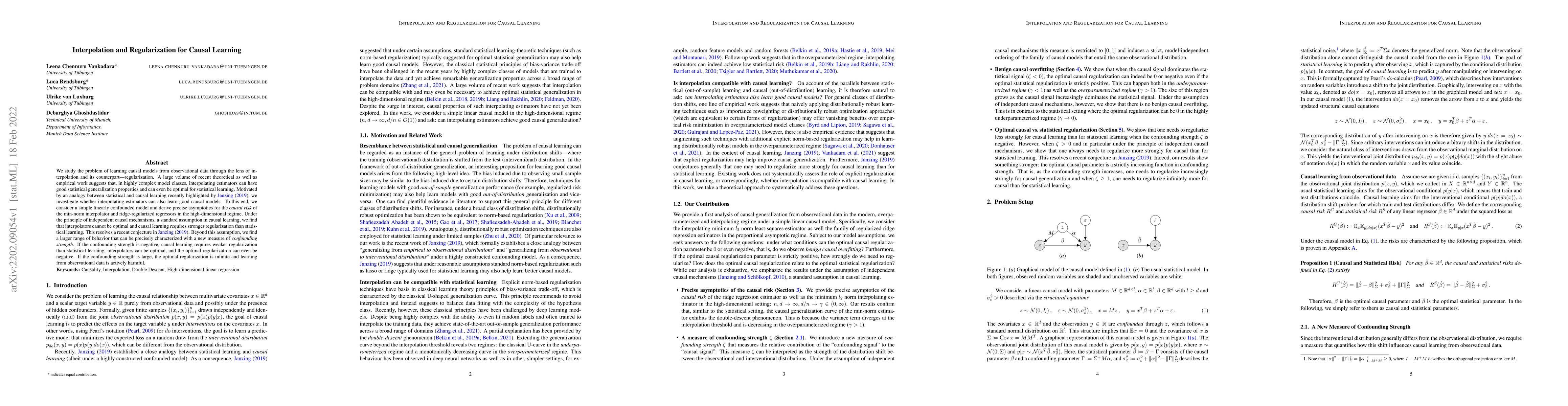 Thumbnail for Interpolation and Regularization for Causal Learning
