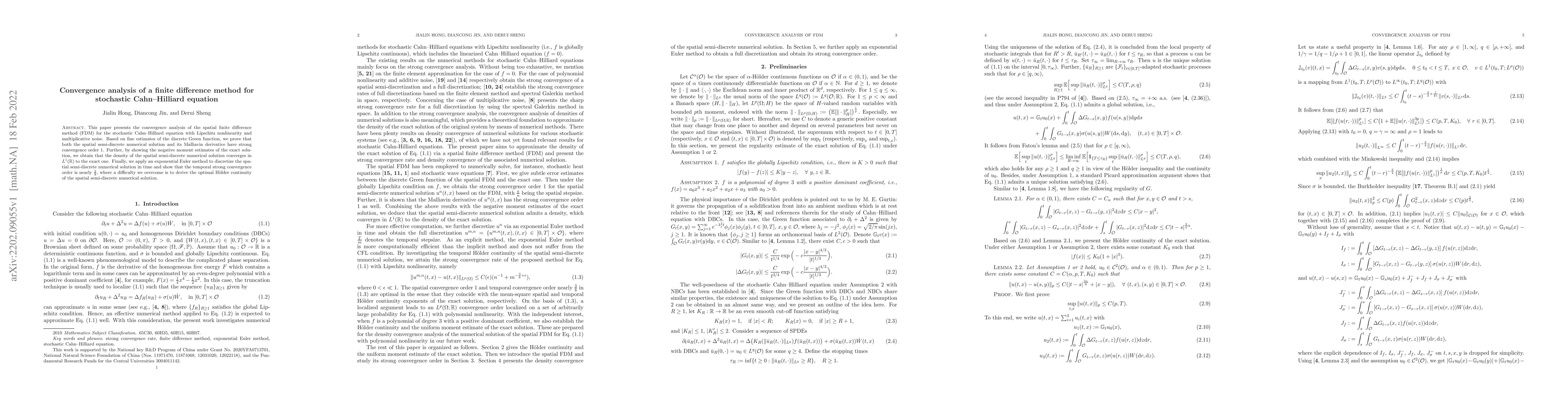 Thumbnail for Convergence analysis of a finite difference method for stochastic
  Cahn--Hilliard equation
