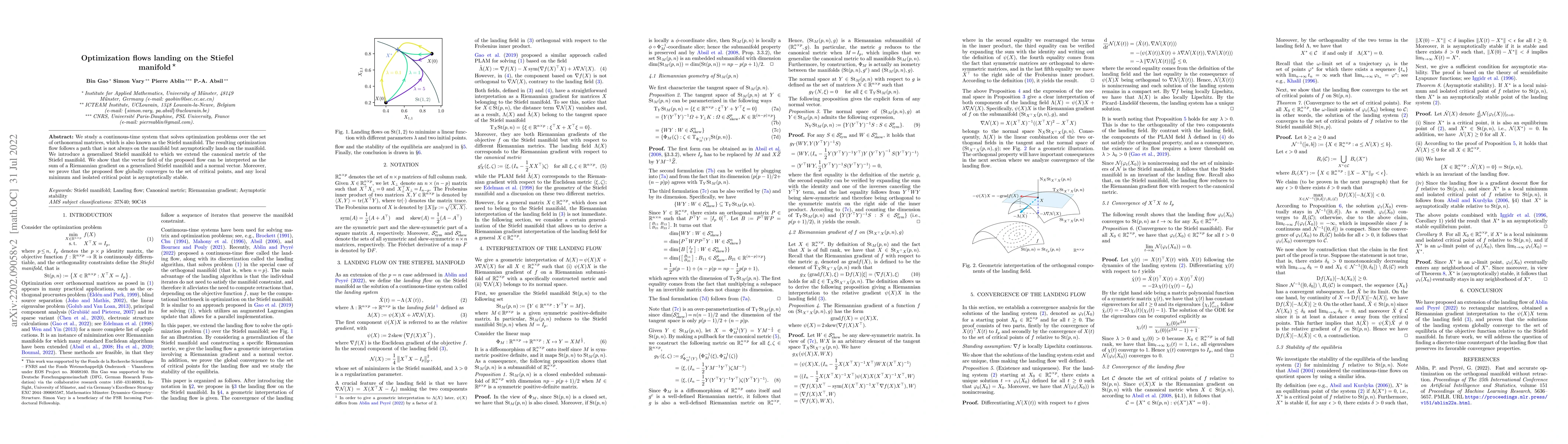 Thumbnail for Optimization flows landing on the Stiefel manifold