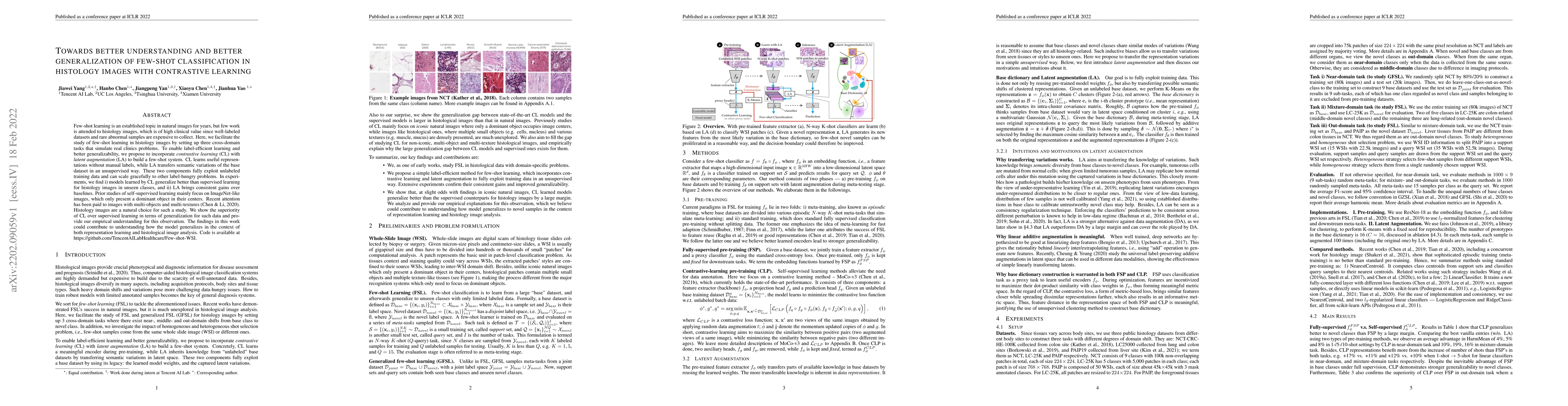 Thumbnail for Towards better understanding and better generalization of few-shot
  classification in histology images with contrastive learning