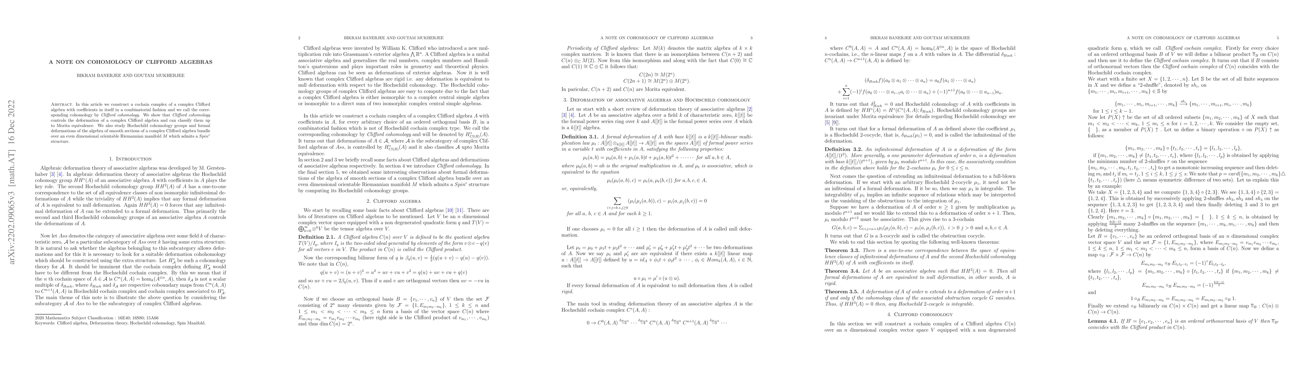 Thumbnail for A note on cohomology of Clifford algebras
