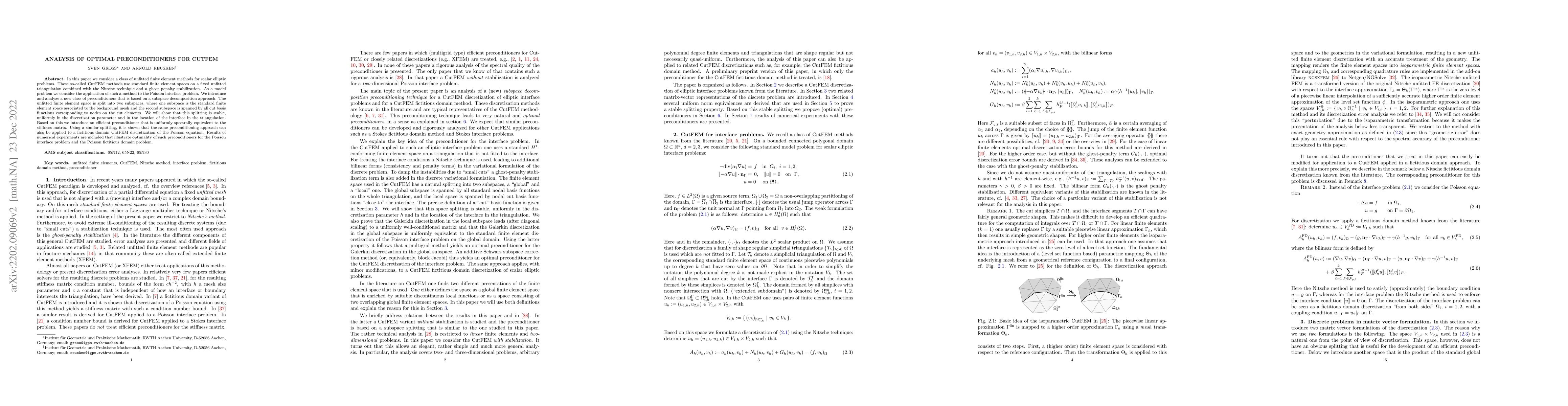 Thumbnail for Analysis of optimal preconditioners for CutFEM