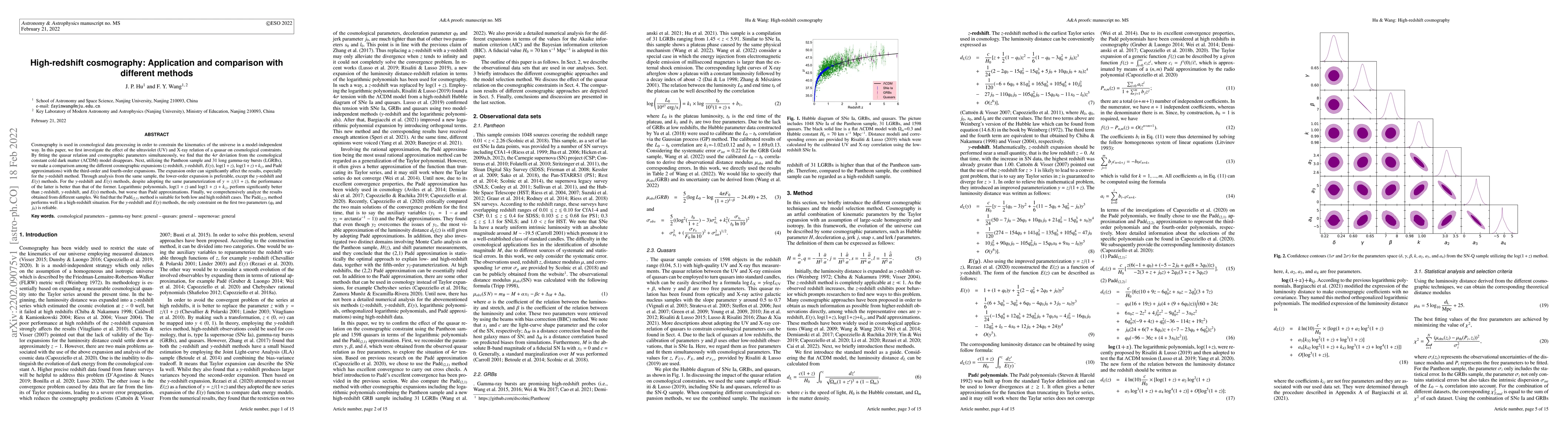 Thumbnail for High-redshift cosmography: Application and comparison with different
  methods