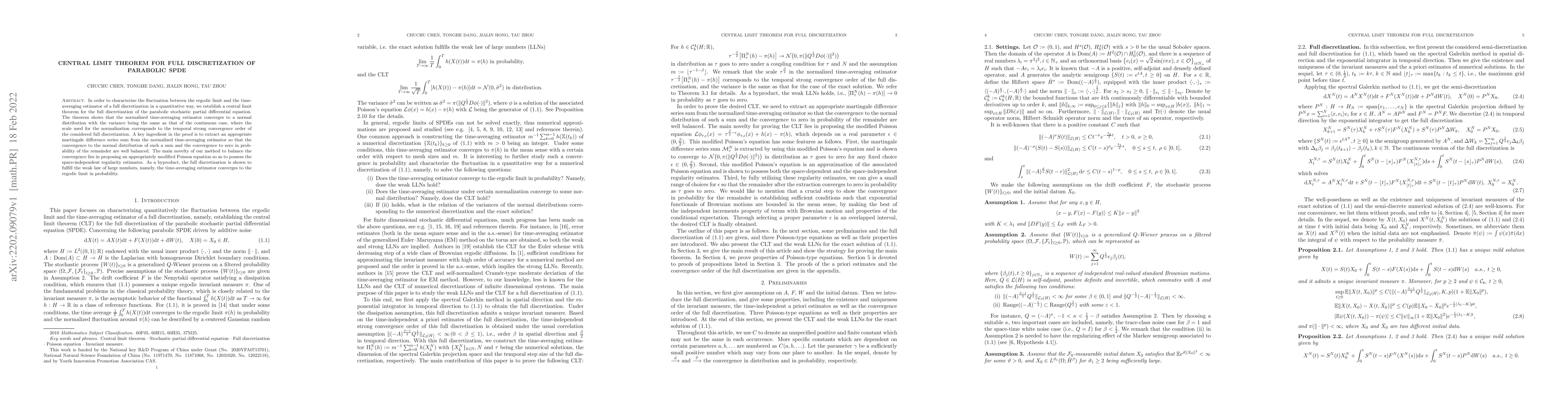 Thumbnail for Central limit theorem for full discretization of parabolic SPDE