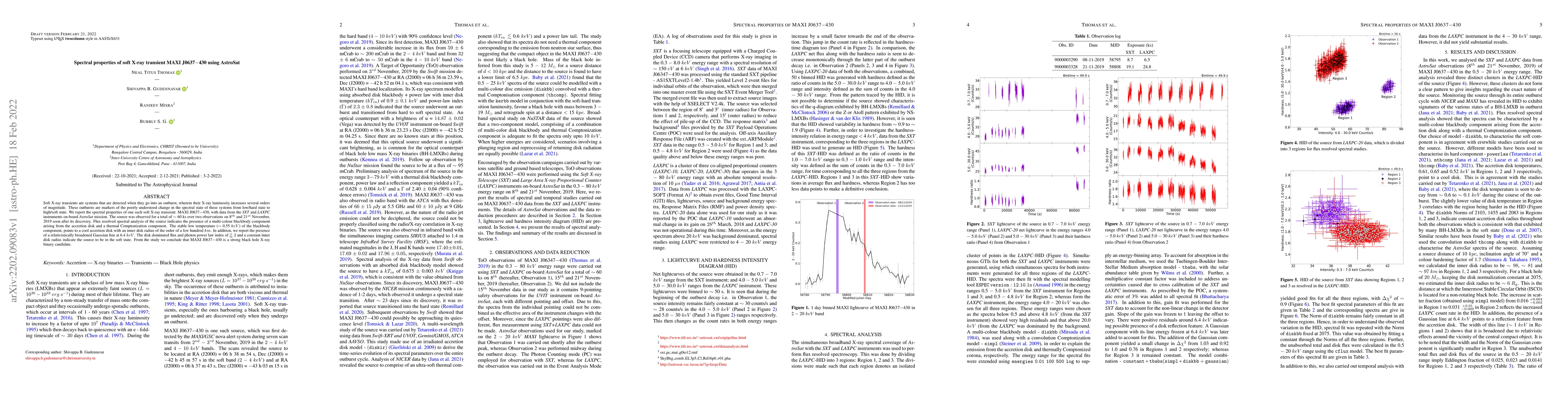 Thumbnail for Spectral properties of soft X-ray transient MAXI J0637$-$430 using
  AstroSat