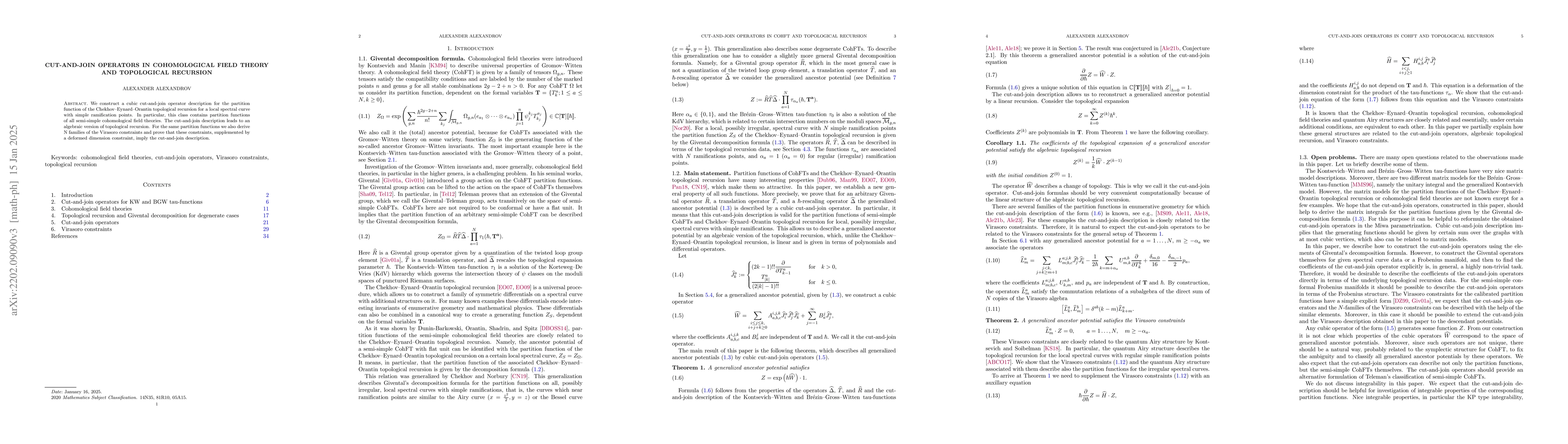 Thumbnail for Cut-and-join operators in cohomological field theory and topological
  recursion