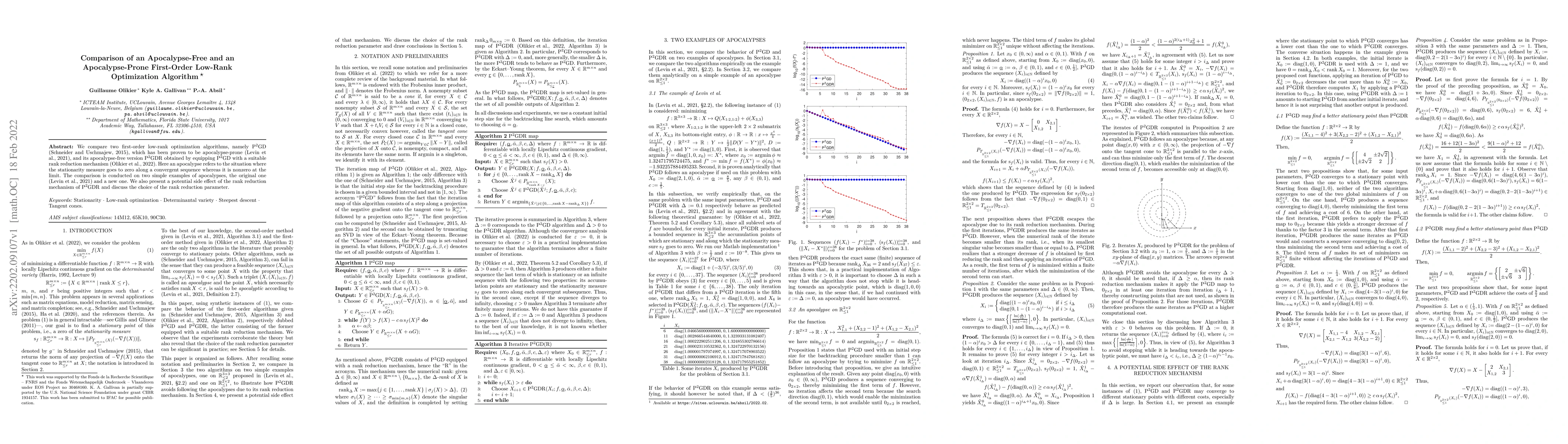 Thumbnail for Comparison of an Apocalypse-Free and an Apocalypse-Prone First-Order
  Low-Rank Optimization Algorithm