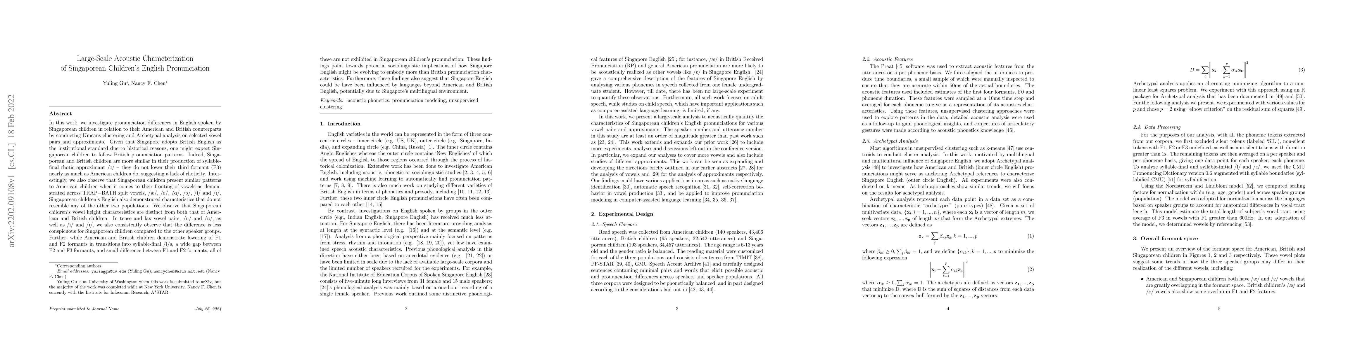 Thumbnail for Large-Scale Acoustic Characterization of Singaporean Children's English
  Pronunciation