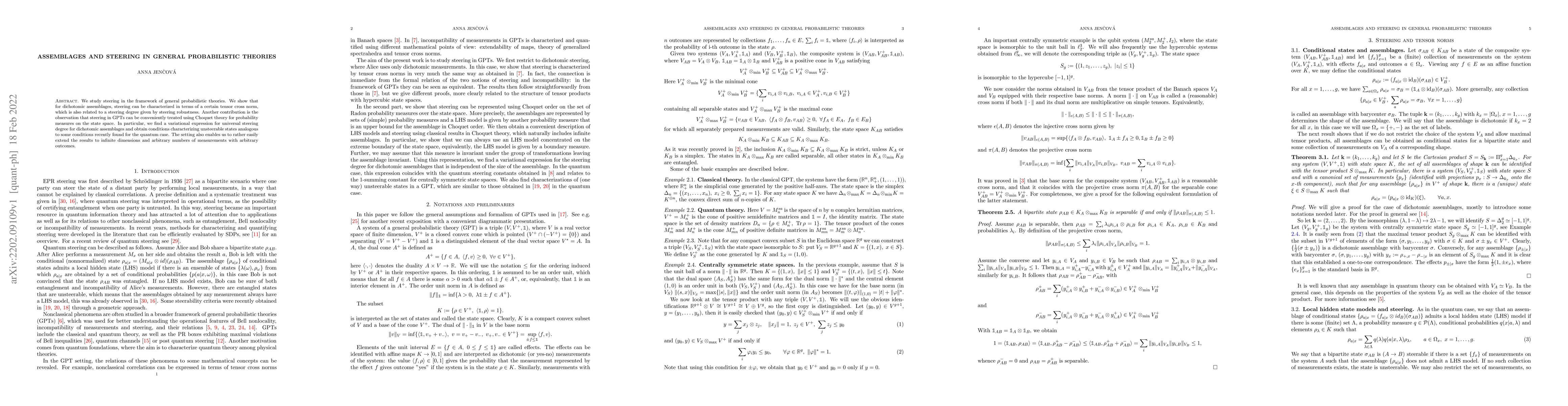 Thumbnail for Assemblages and steering in general probabilistic theories