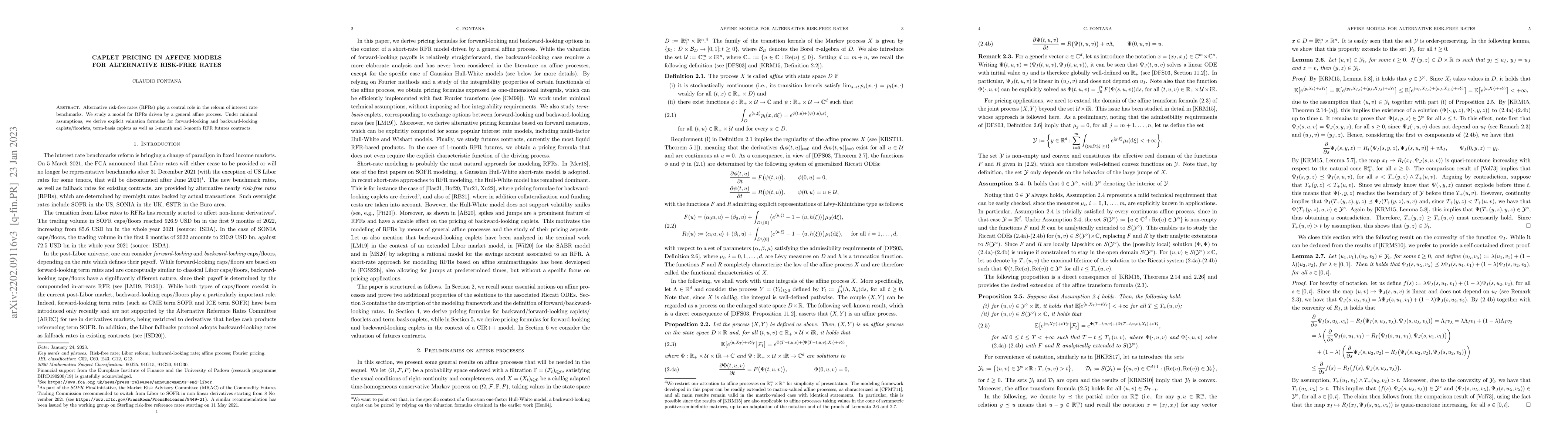 Thumbnail for Caplet pricing in affine models for alternative risk-free rates