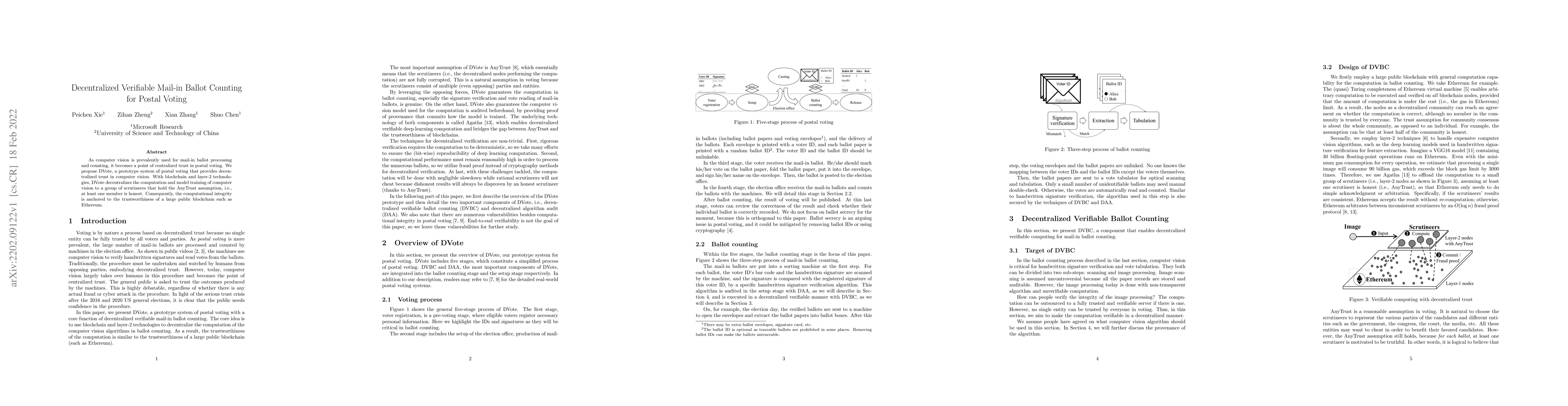 Thumbnail for Decentralized Verifiable Mail-in Ballot Counting for Postal Voting