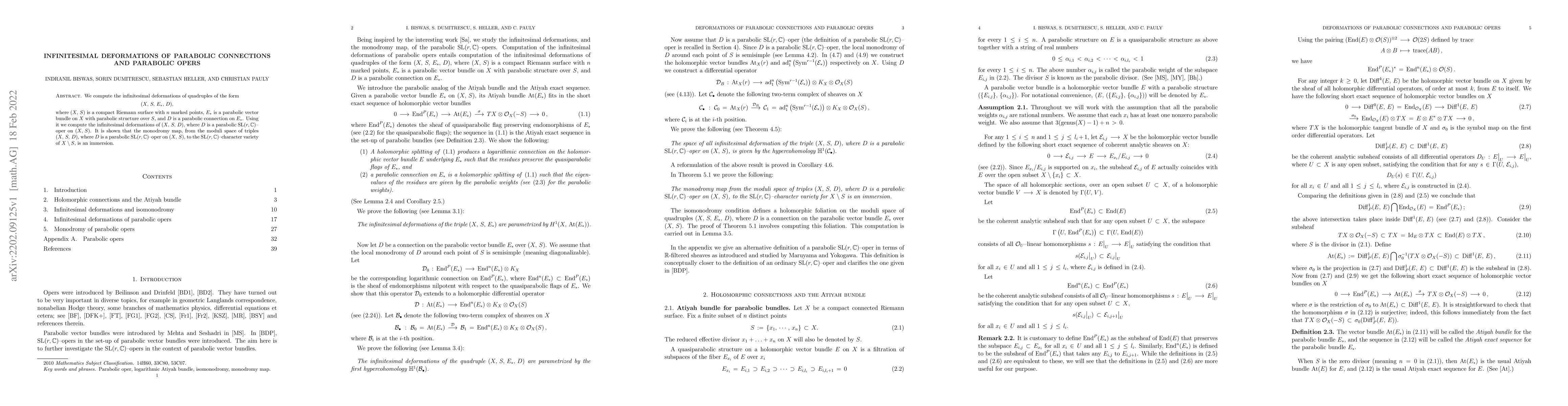Thumbnail for Infinitesimal deformations of parabolic connections and parabolic opers
