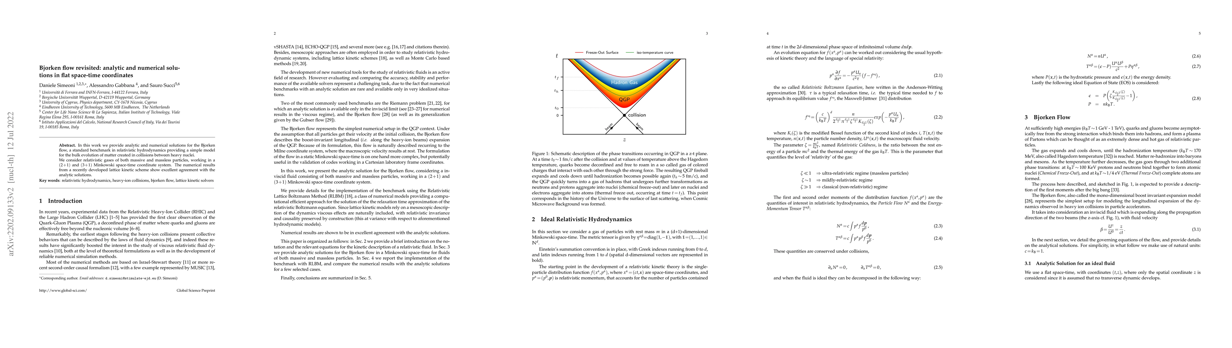 Thumbnail for Bjorken flow revisited: analytic and numerical solutions in flat
  space-time coordinates