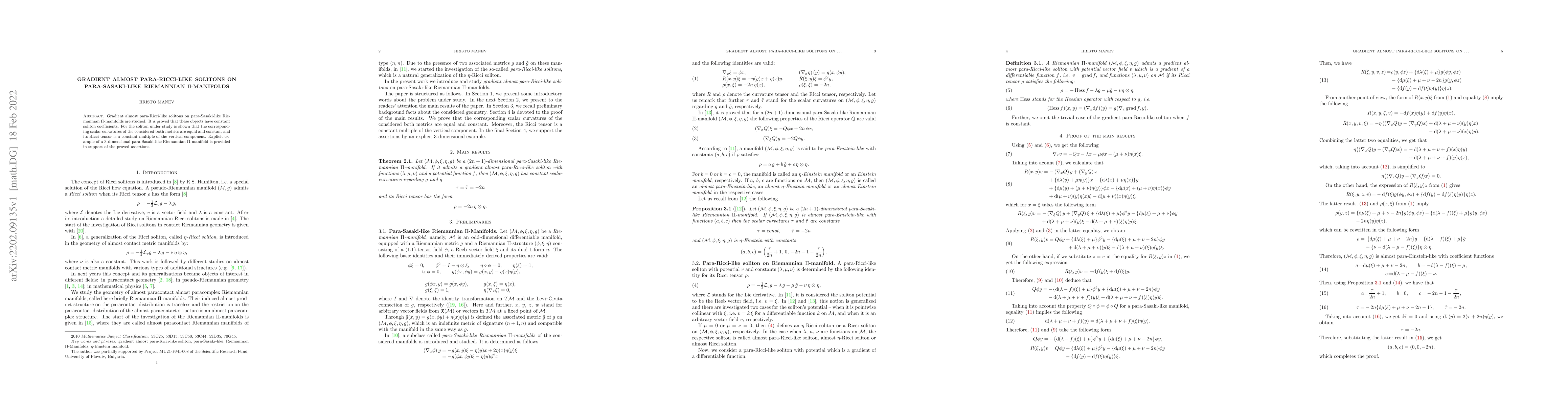 Thumbnail for Gradient almost para-Ricci-like solitons on para-Sasaki-like Riemannian
  $\Pi$-manifolds
