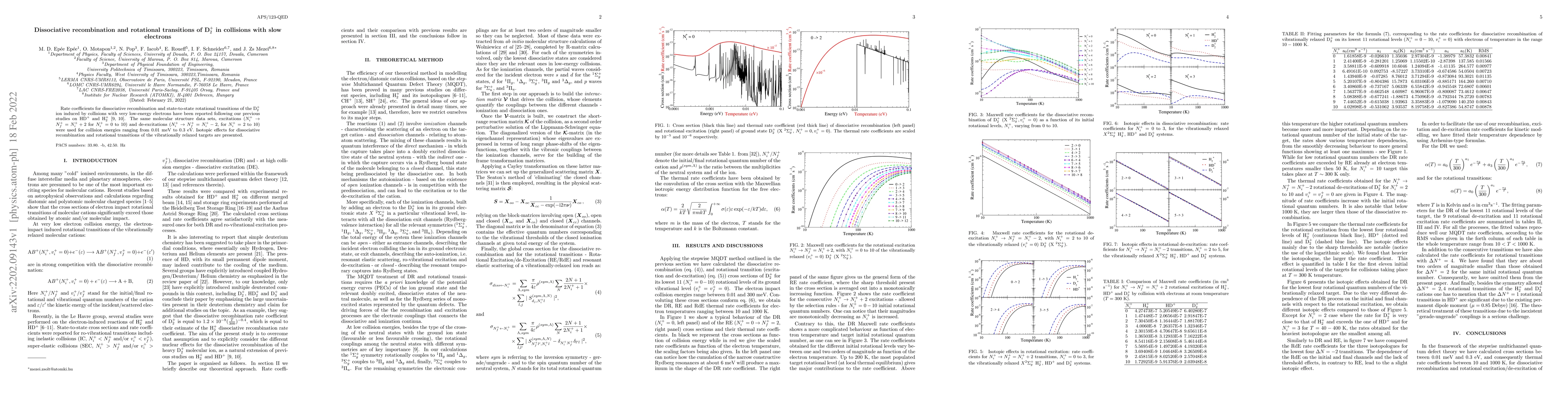 Thumbnail for Dissociative recombination and rotational transitions of D$_2^+$ in
  collisions with slow electrons