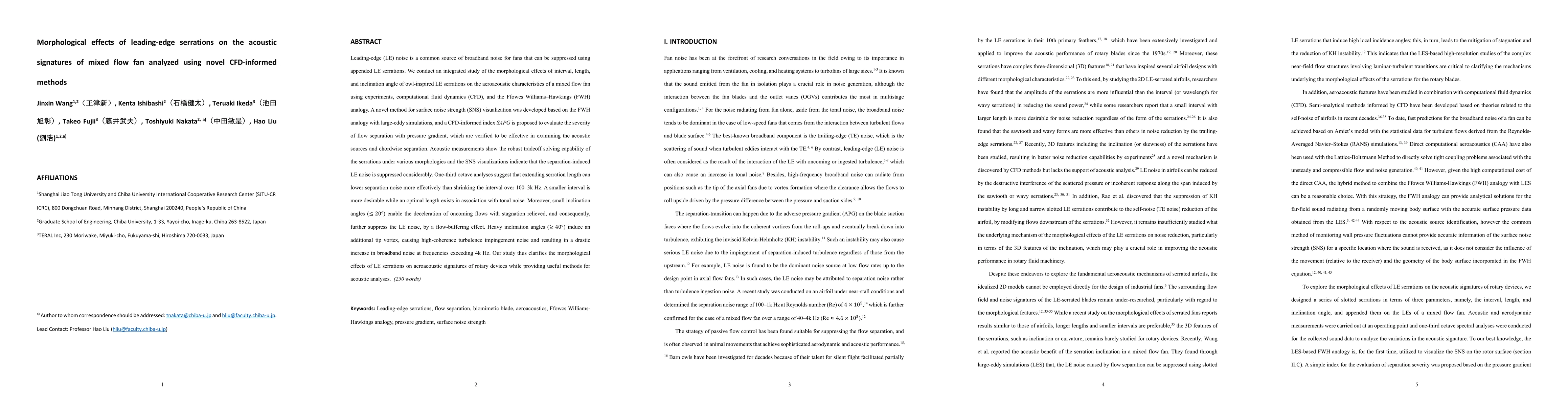 Thumbnail for Morphological effects of leading-edge serrations on the acoustic
  signatures of mixed flow fan analyzed using novel CFD-informed methods