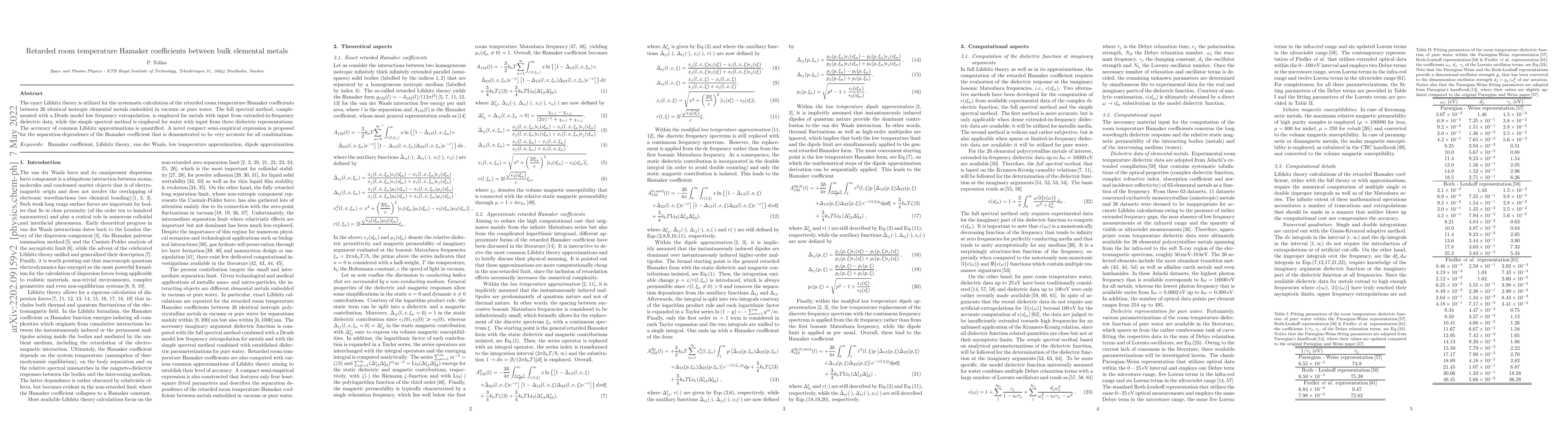 Thumbnail for Retarded room temperature Hamaker coefficients between bulk elemental
  metals
