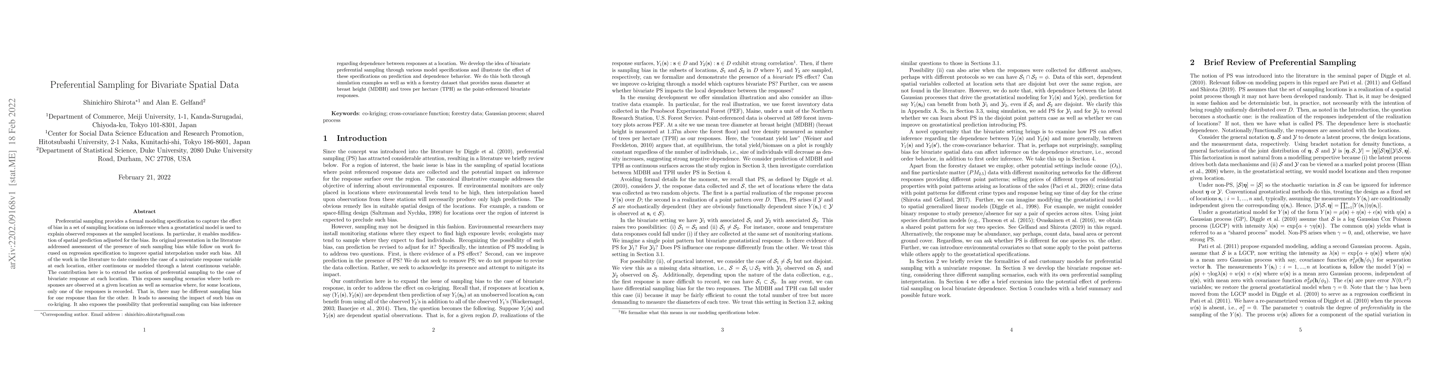 Thumbnail for Preferential Sampling for Bivariate Spatial Data