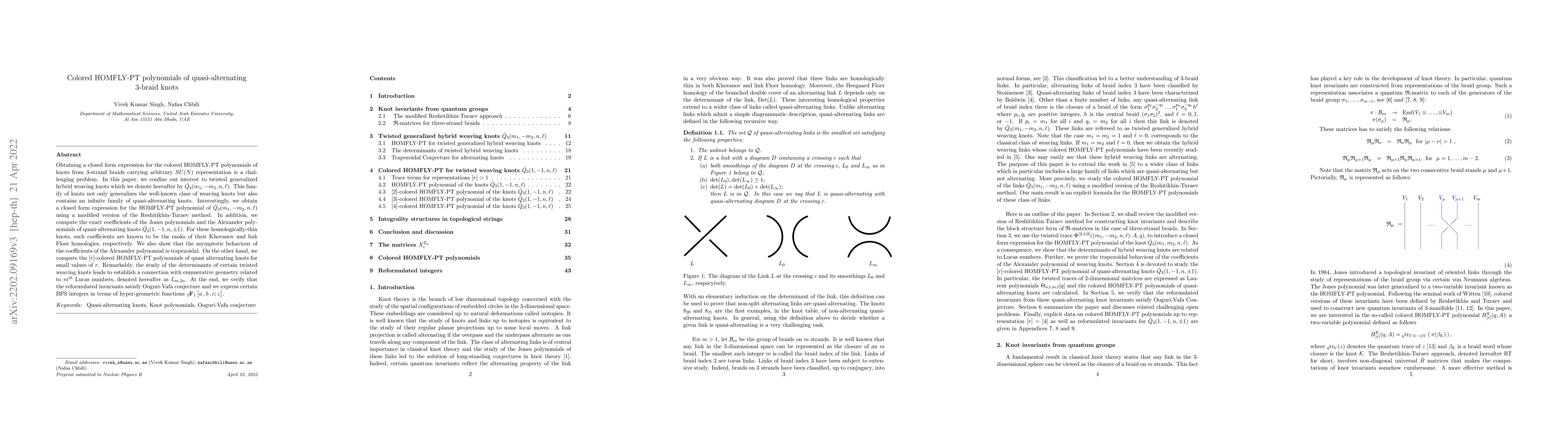 Thumbnail for Colored HOMFLY-PT polynomials of quasi-alternating $3$-braid knots