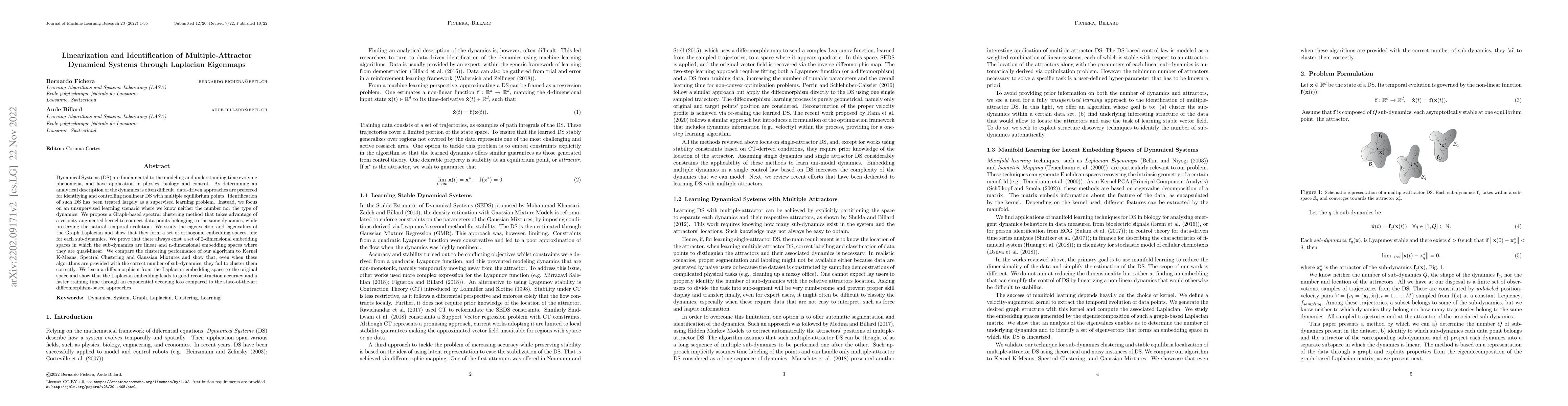 Thumbnail for Linearization and Identification of Multiple-Attractor Dynamical Systems
  through Laplacian Eigenmaps