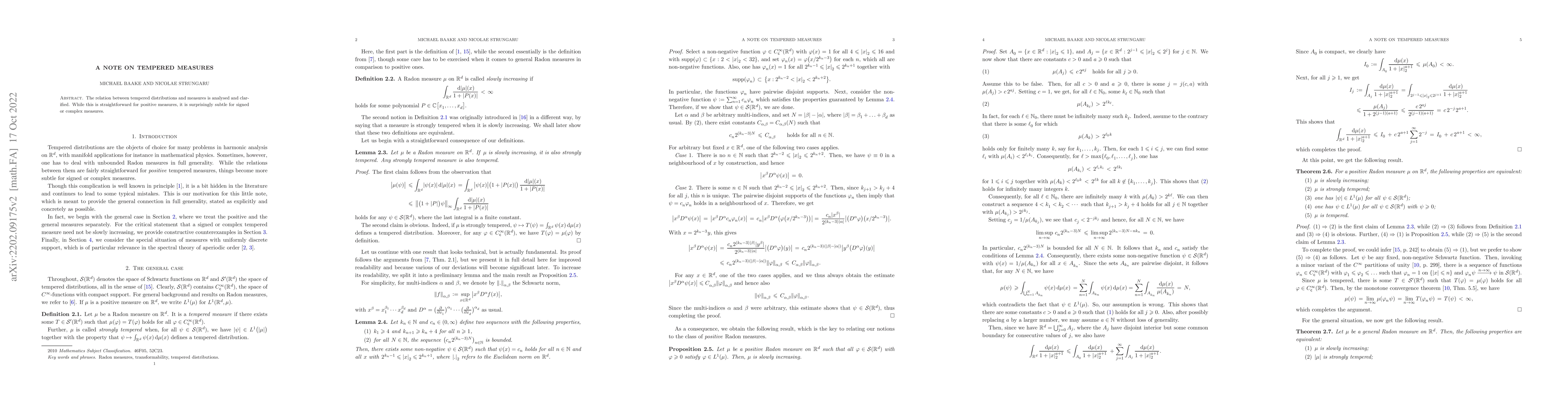 Thumbnail for A note on tempered measures