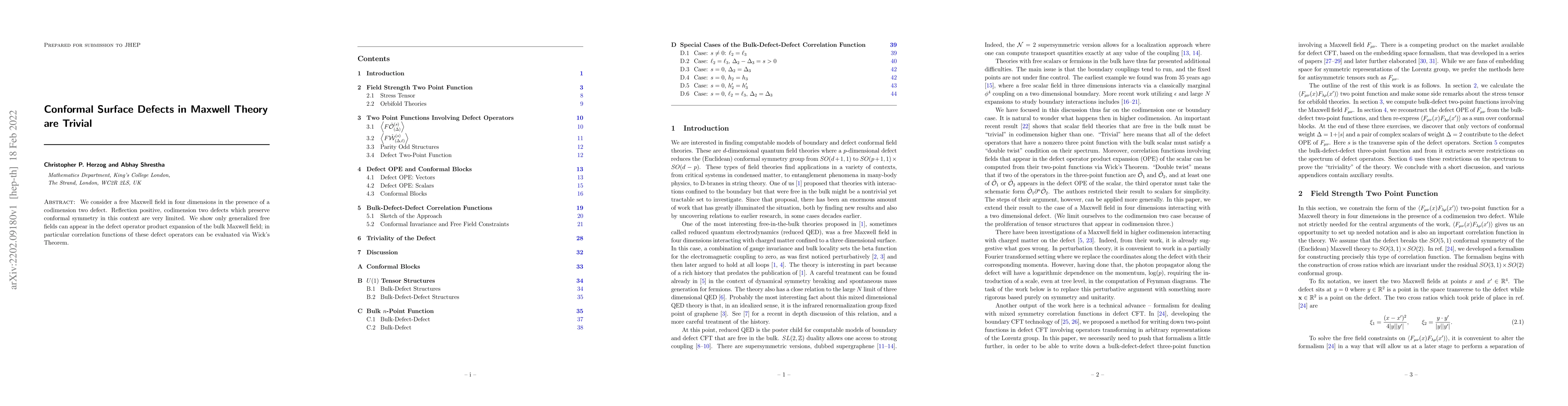 Thumbnail for Conformal Surface Defects in Maxwell Theory are Trivial