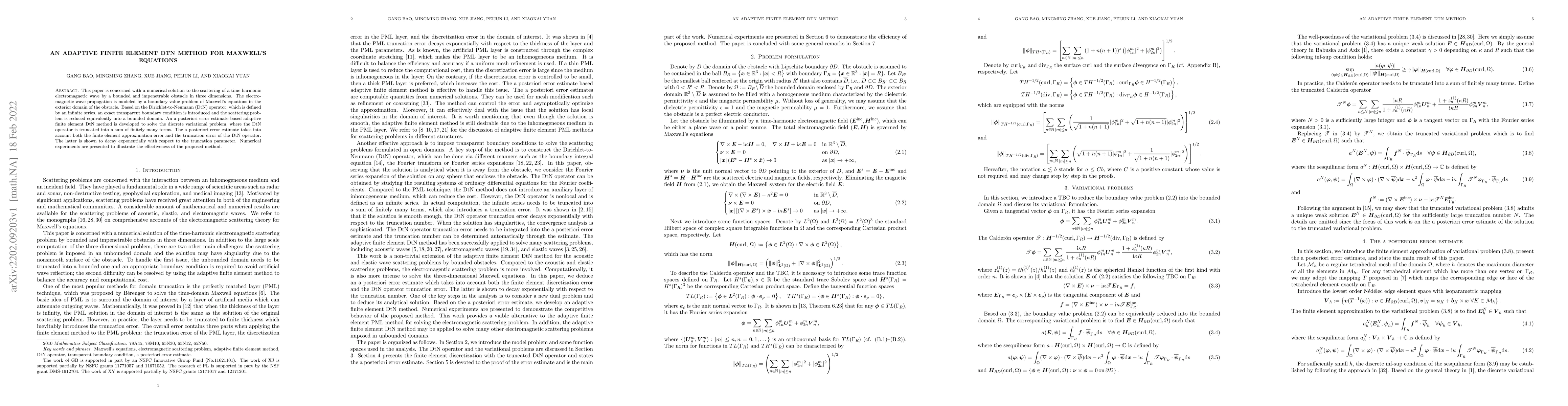 Thumbnail for An Adaptive Finite Element DtN Method for Maxwell's Equations