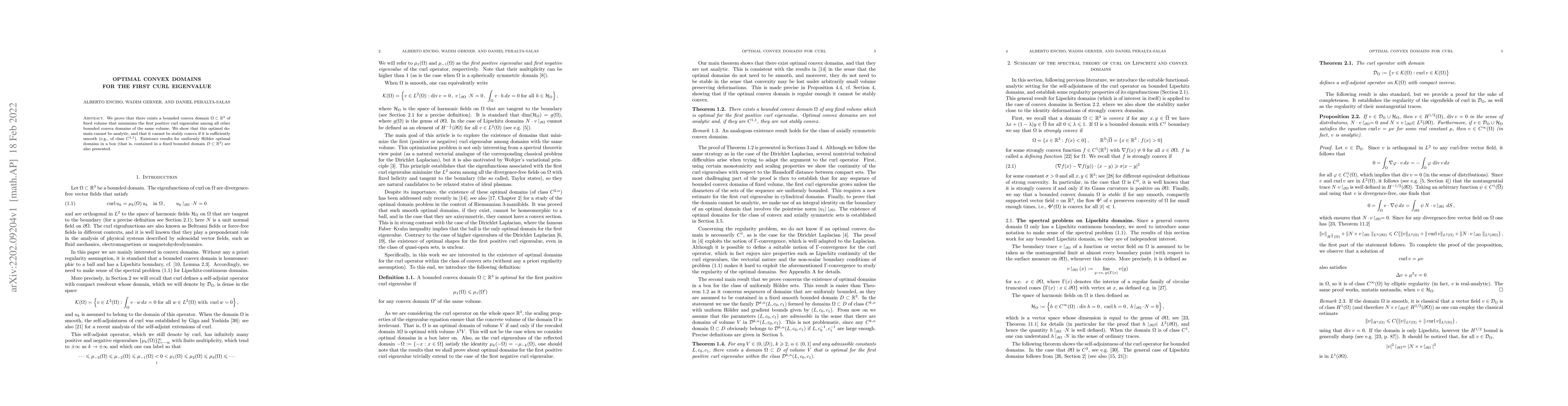Thumbnail for Optimal convex domains for the first curl eigenvalue