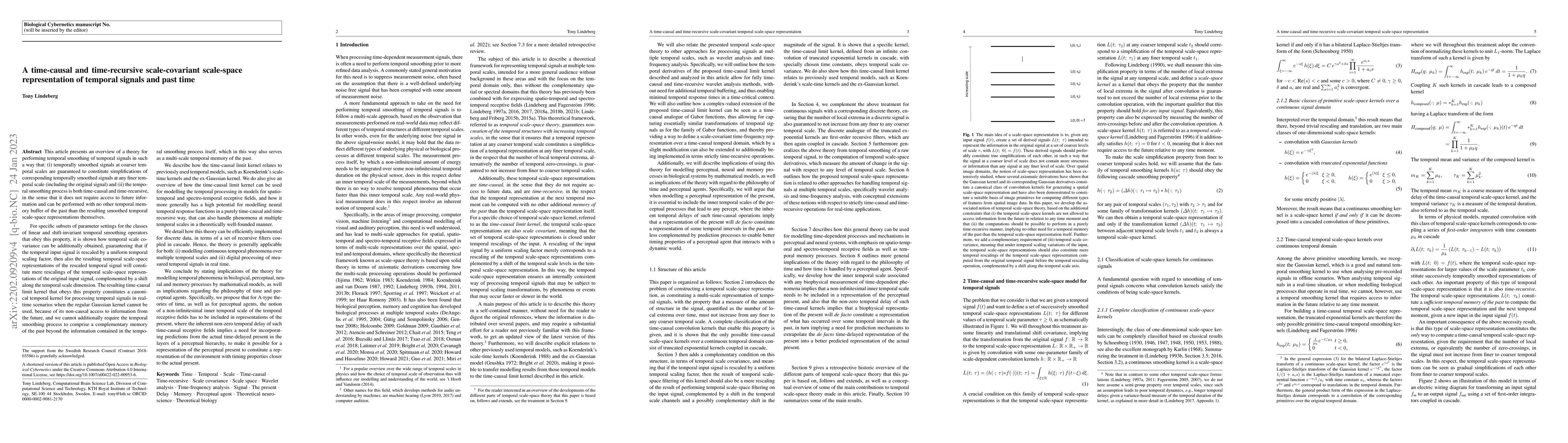 Thumbnail for A time-causal and time-recursive scale-covariant scale-space
  representation of temporal signals and past time