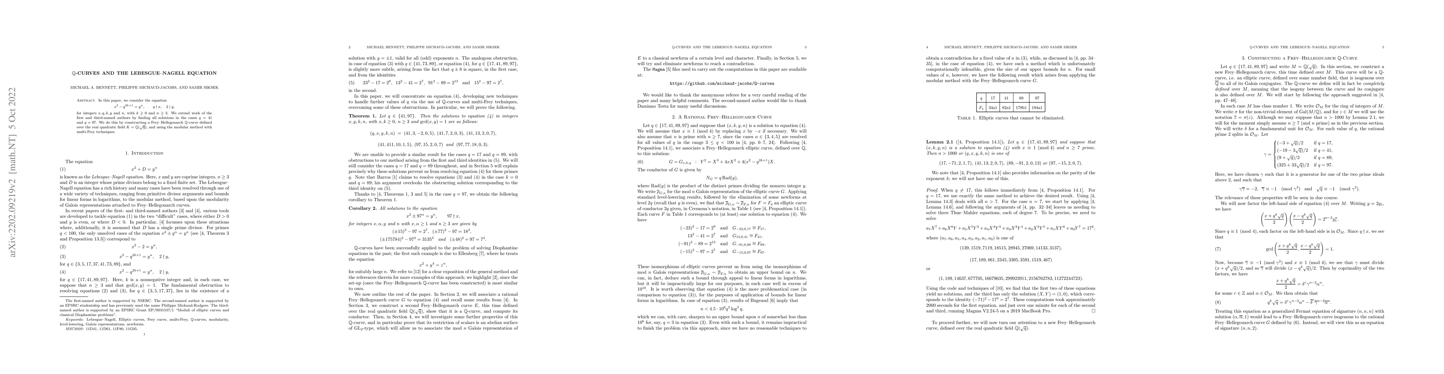 Thumbnail for $\mathbb{Q}$-curves and the Lebesgue-Nagell equation