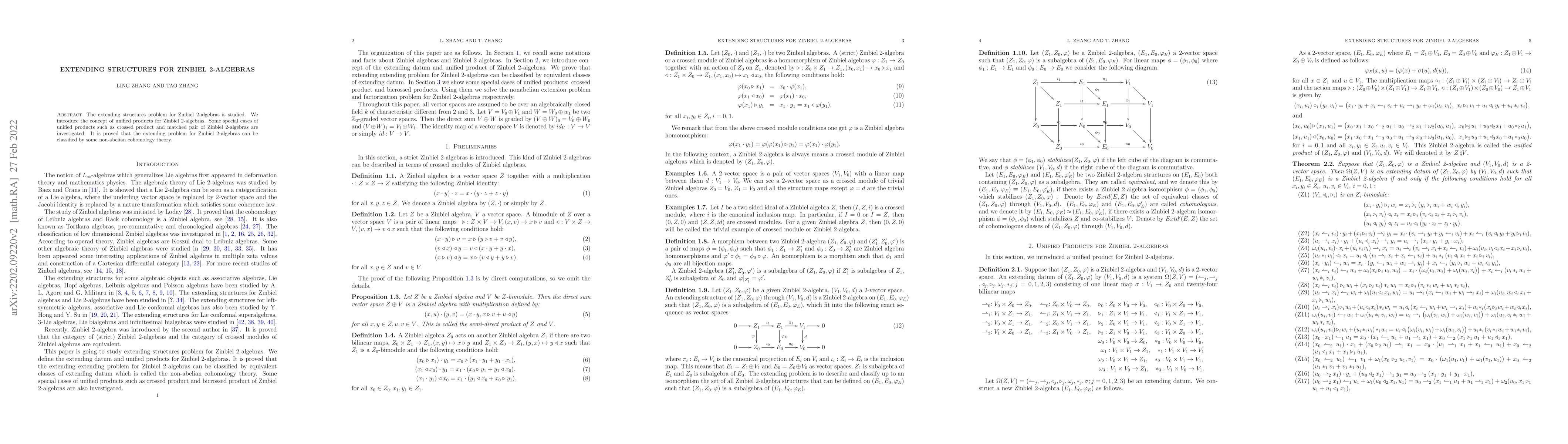 Thumbnail for Unified products for Zinbiel 2-algebras