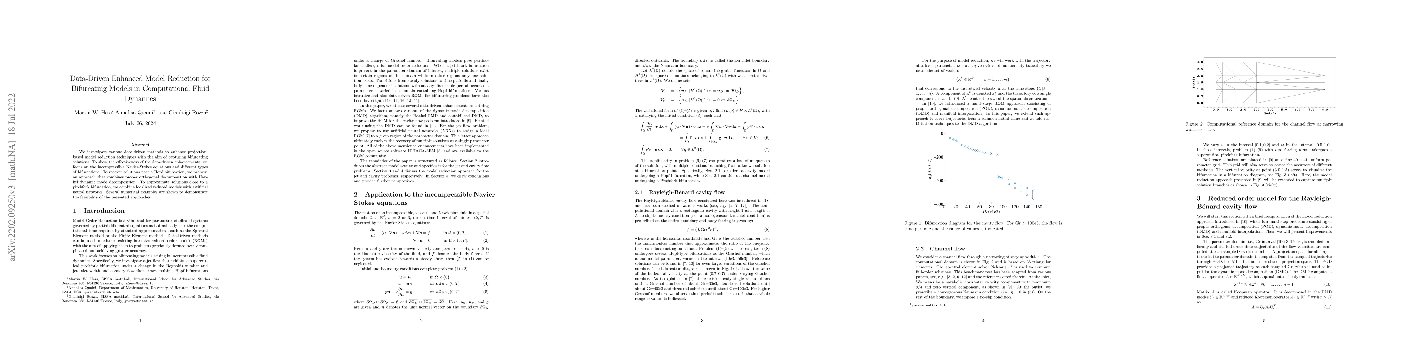 Thumbnail for Data-Driven Enhanced Model Reduction for Bifurcating Models in
  Computational Fluid Dynamics