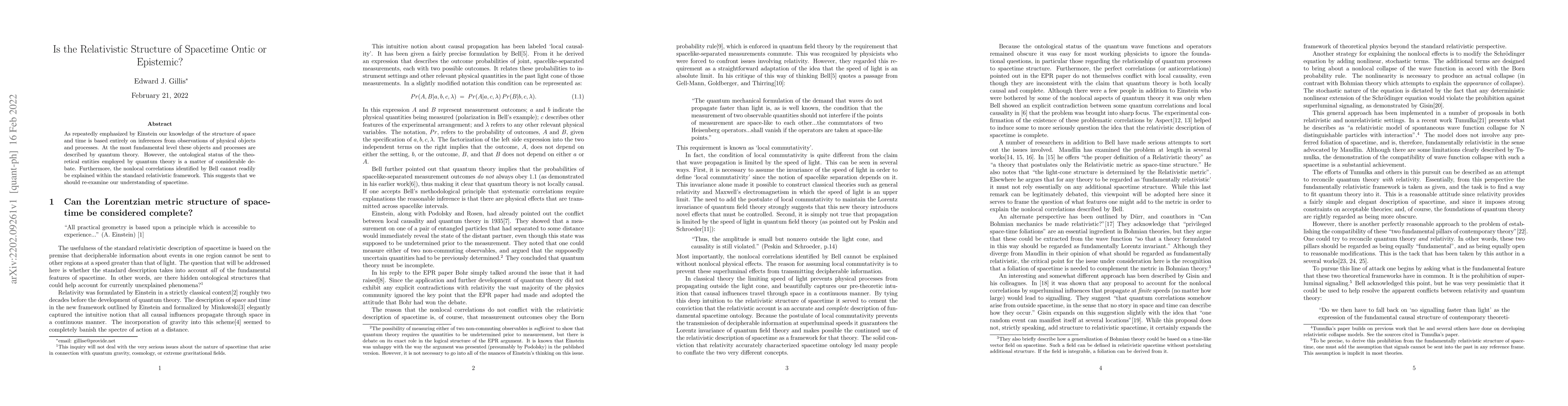 Thumbnail for Is the relativistic Structure of Spacetime Ontic or Epistemic?